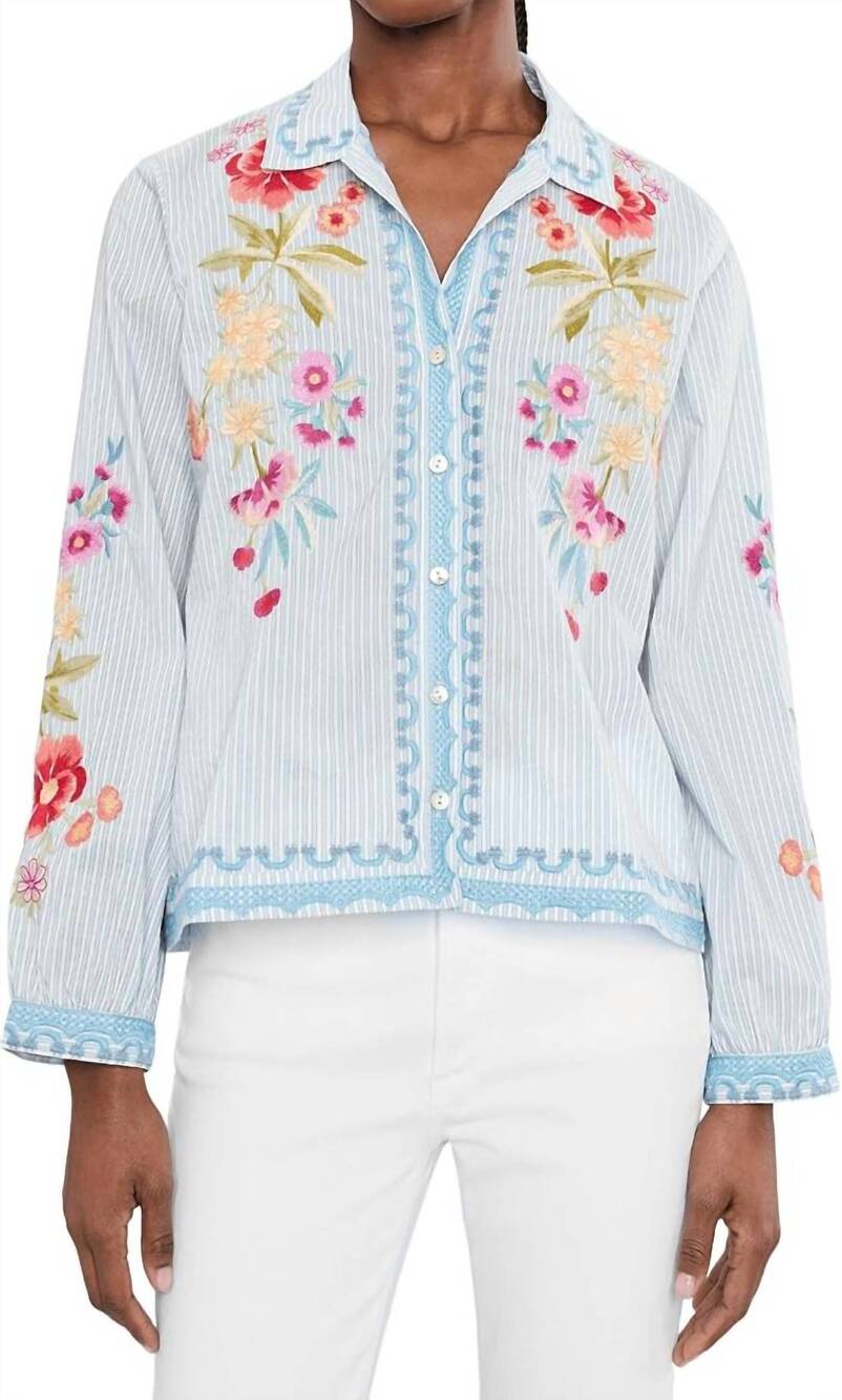 NEW JOHNNY WAS angela open neck shirt in isara stripe